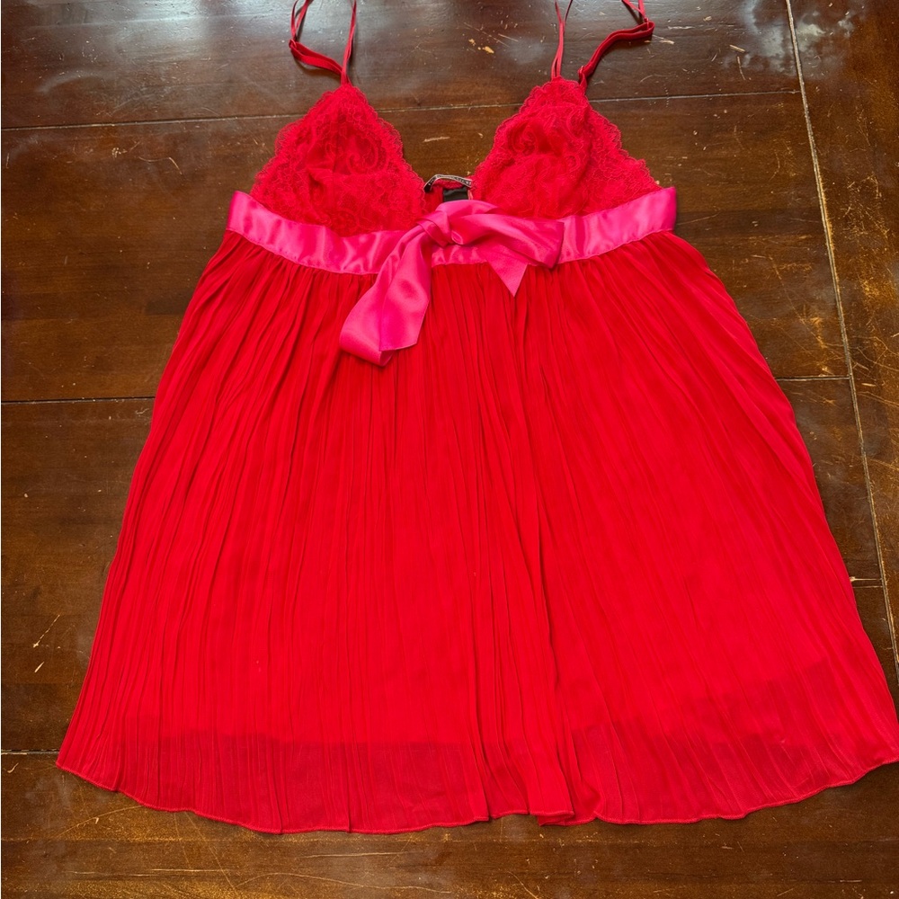 Victoria's Secret Red and Pink Lace Chemise - NWT!